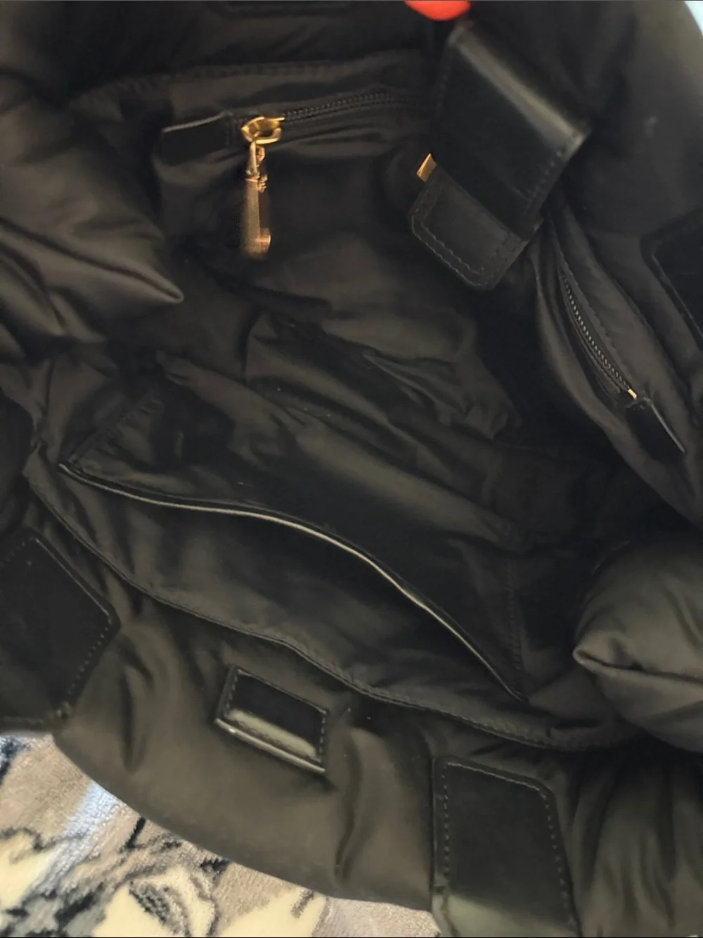 Tory Burch Black Quilted Logo Tote